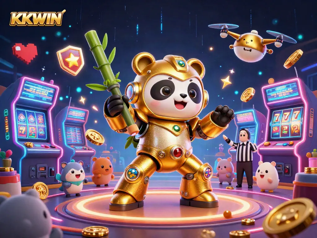 KKWIN inspires players with dynamic gaming action in a vibrant, animated casino scene.