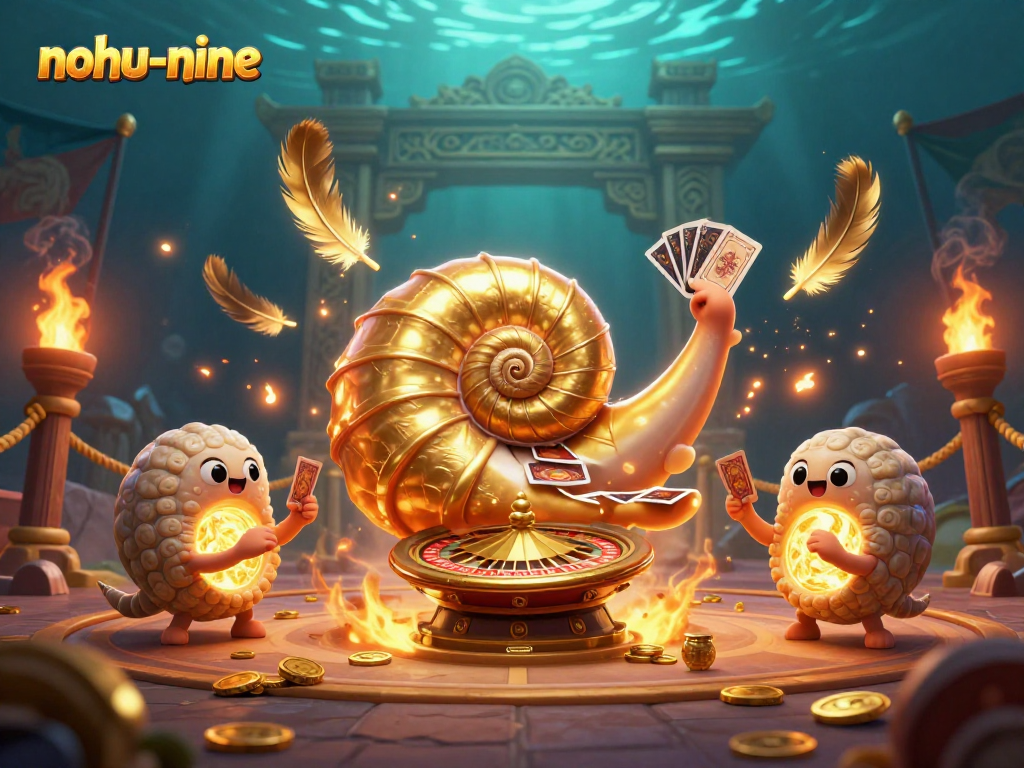 Experience thrilling gameplay with nohu-nine's vibrant casino scene featuring a giant nautilus and glowing ammonites.