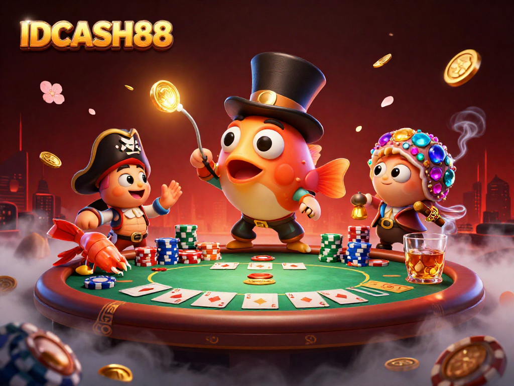 Spin to win with IDCASH88's thrilling 3D deep-sea casino adventure featuring vibrant characters and dynamic elements.