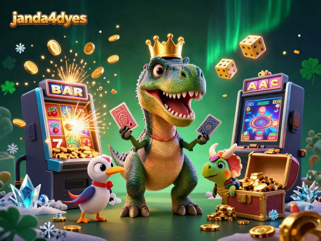 Taruhan seru di janda4dyes dengan Dinosaurus ramah dan elemen kasino.