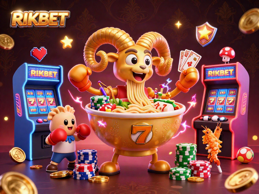 Experience the thrill of RIKBET with vibrant casino characters and elements in this dynamic illustration.