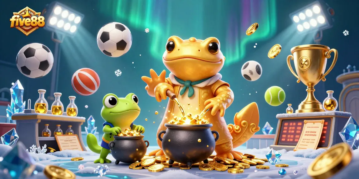 Experience the excitement of five88 with a vibrant, animated scene of gambling fun.