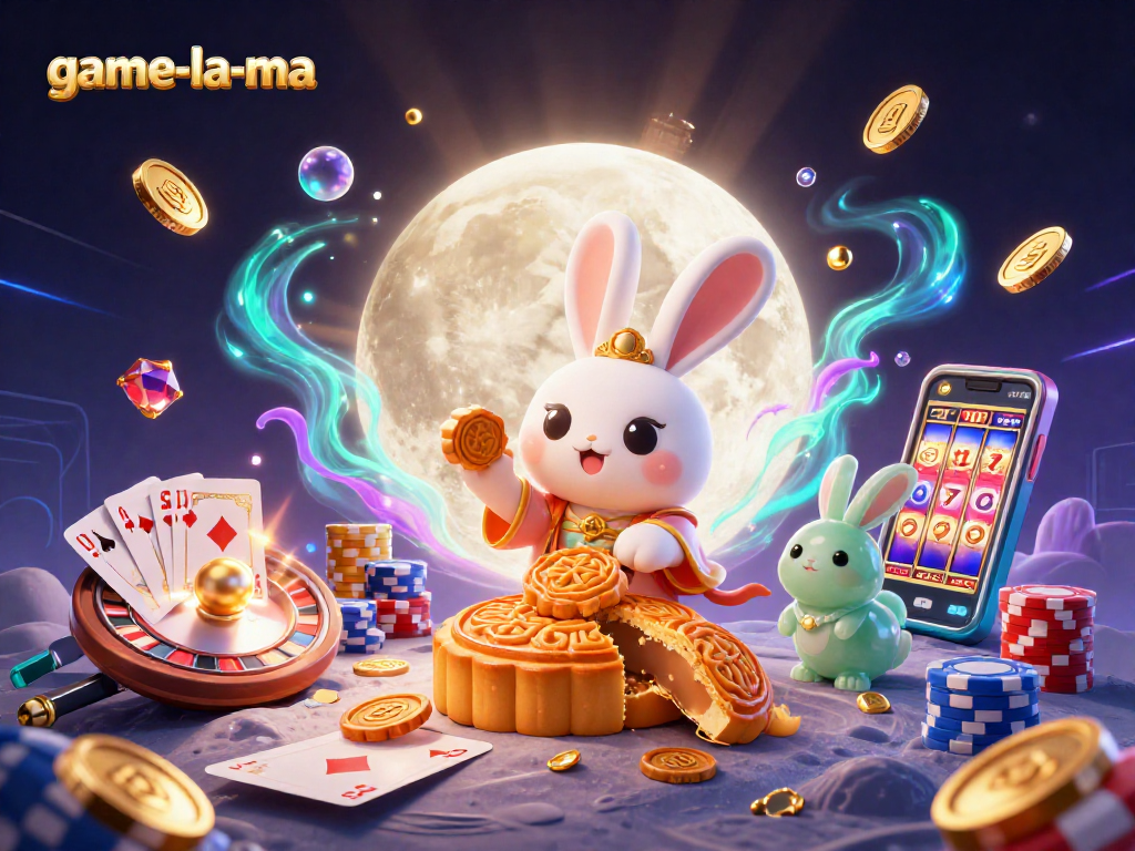 Transform your luck with game-la-ma, as the moon rabbit unveils poker treasures in a magical casino.