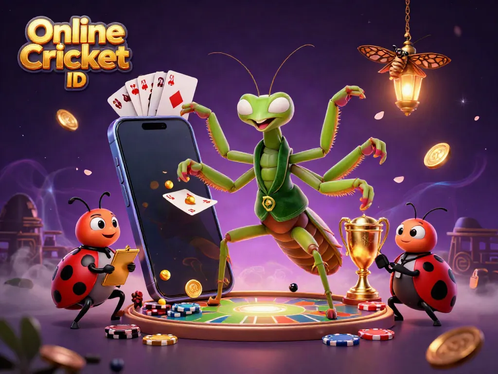 Engage with your Online Cricket ID at GameWinExch, surrounded by dynamic betting action and vibrant game elements.