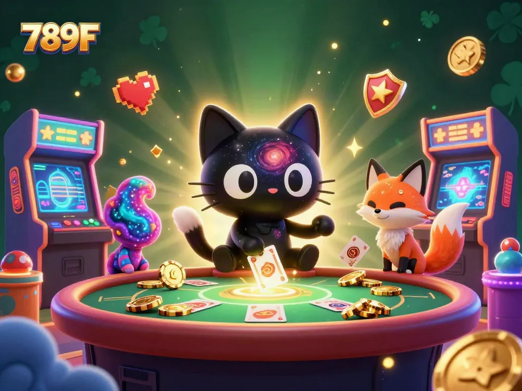 Engage in vibrant gaming adventures with 789F at a cosmic casino through colorful characters.