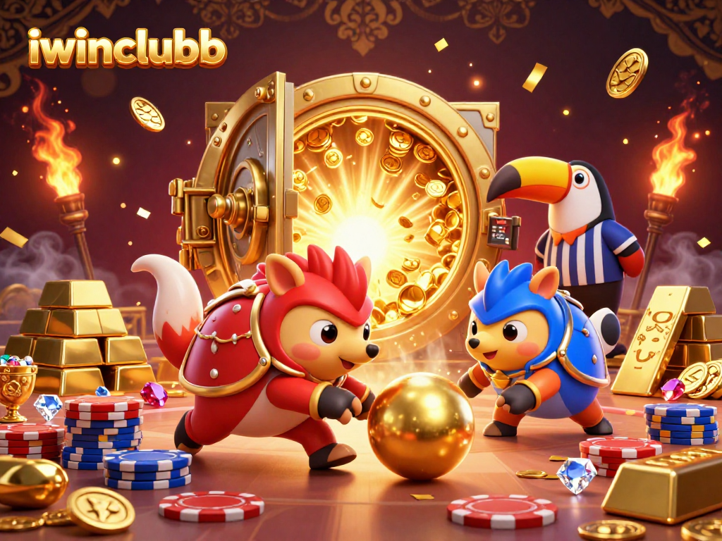 Engage in thrilling games at iwinclubb with animated pangolins competing amidst dazzling casino treasures.