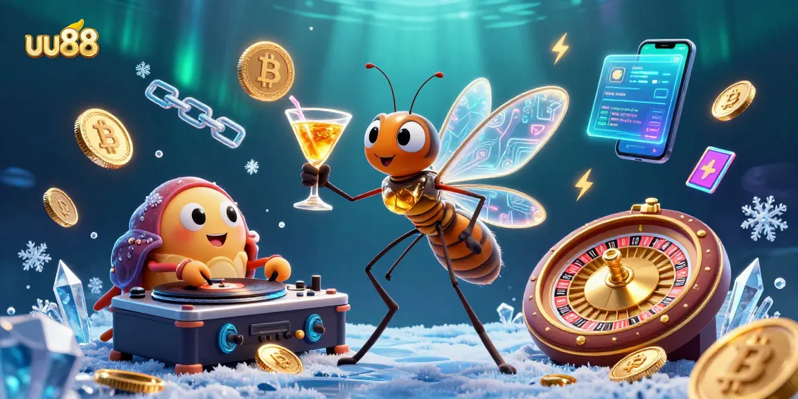Explore the vibrant uu88 casino world with a unique 3D illustration of a frozen mosquito mascot and more.