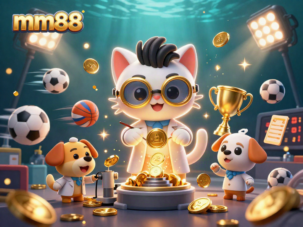 Engage with mm88 in this vibrant scene filled with sports gambling excitement, featuring dynamic characters.