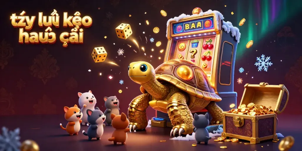Engaging 3D scene illustrating tỷ lệ kèo nhà cái with thrilling jackpot effects, colorful symbols, and animated characters.