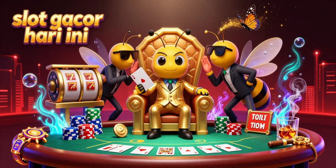 Spin the reels for slot gacor hari ini with the bumblebee mob boss in a vibrant casino scene.