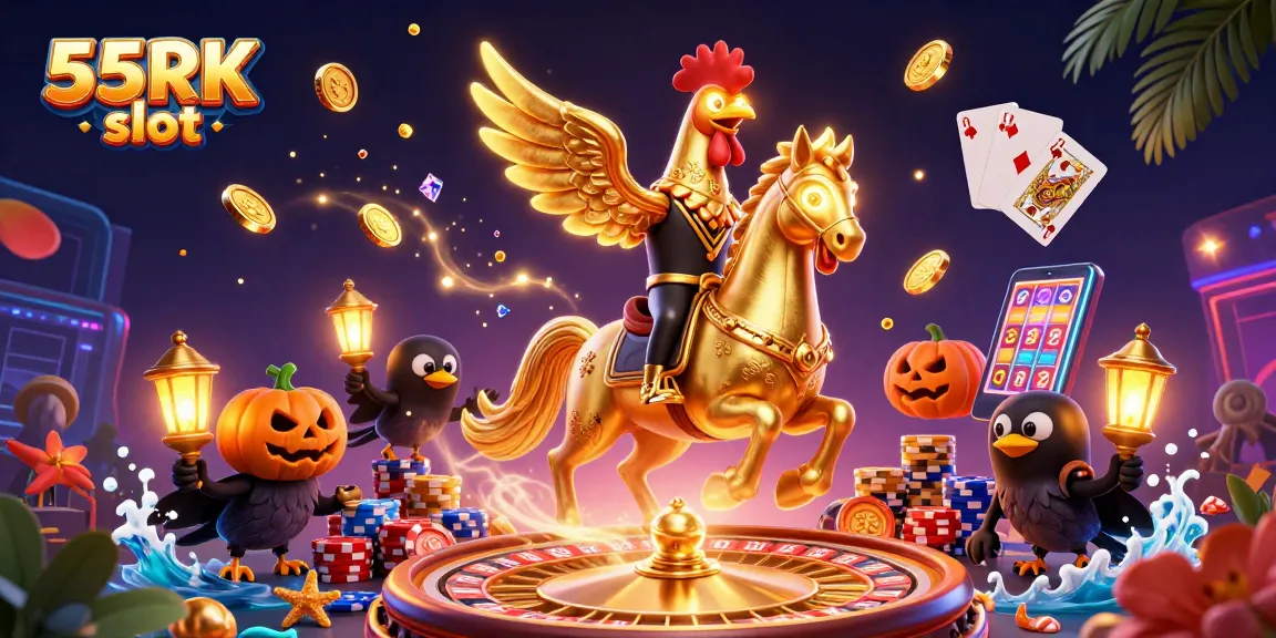 Experience thrilling gameplay with the 55RK slot in this vibrant casino scene.